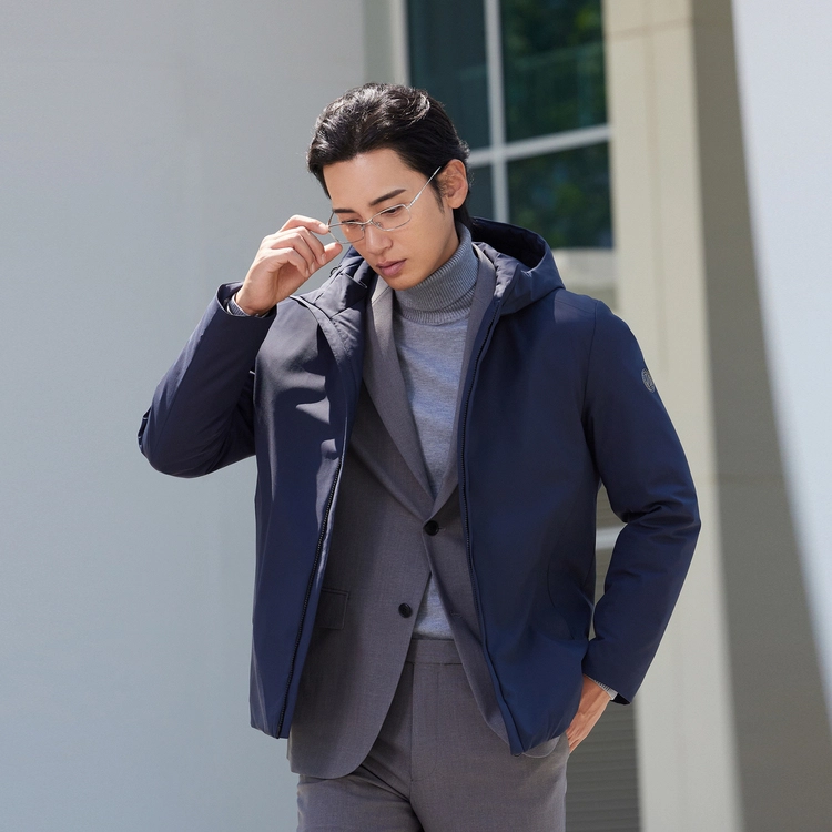 波司登 轻薄商务绅士纯色连帽百搭羽绒服 男款