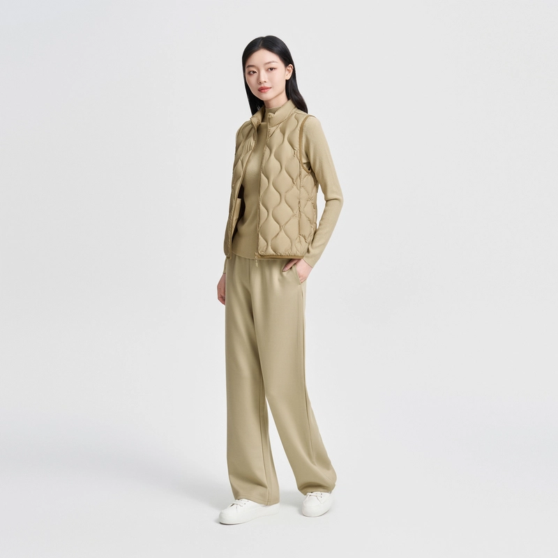 波司登 轻暖系列纯色立领拉链山系户外露营葫芦纹羽绒马甲 女款