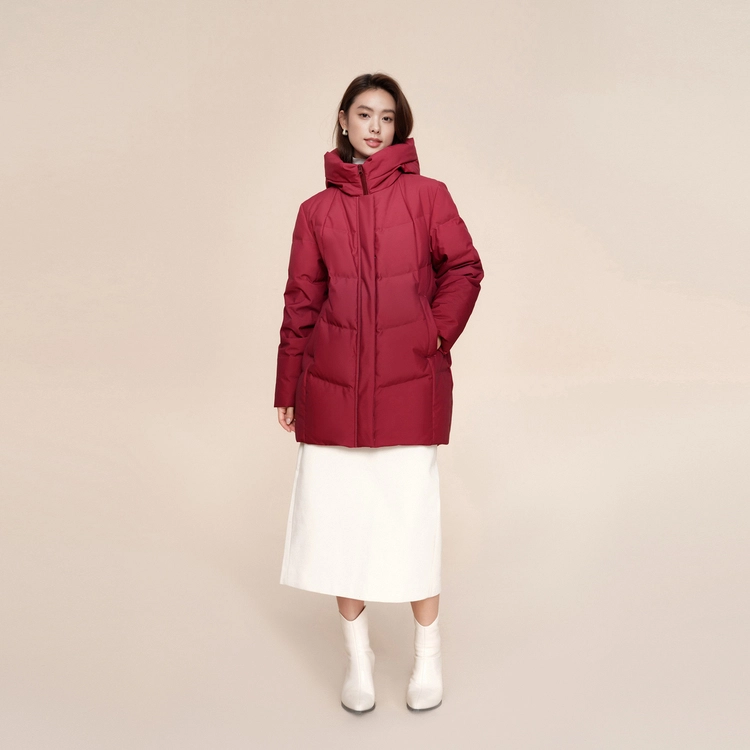 波司登 中长经典休闲连帽厚款羽绒服 女款