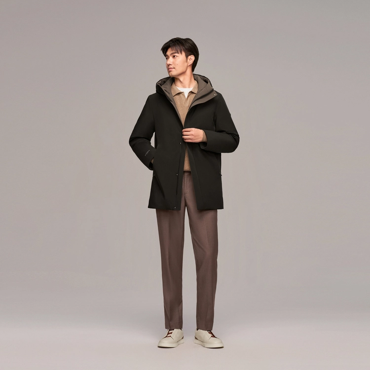 波司登 都市通勤系列 时尚都市纯色连帽羽绒服 男款