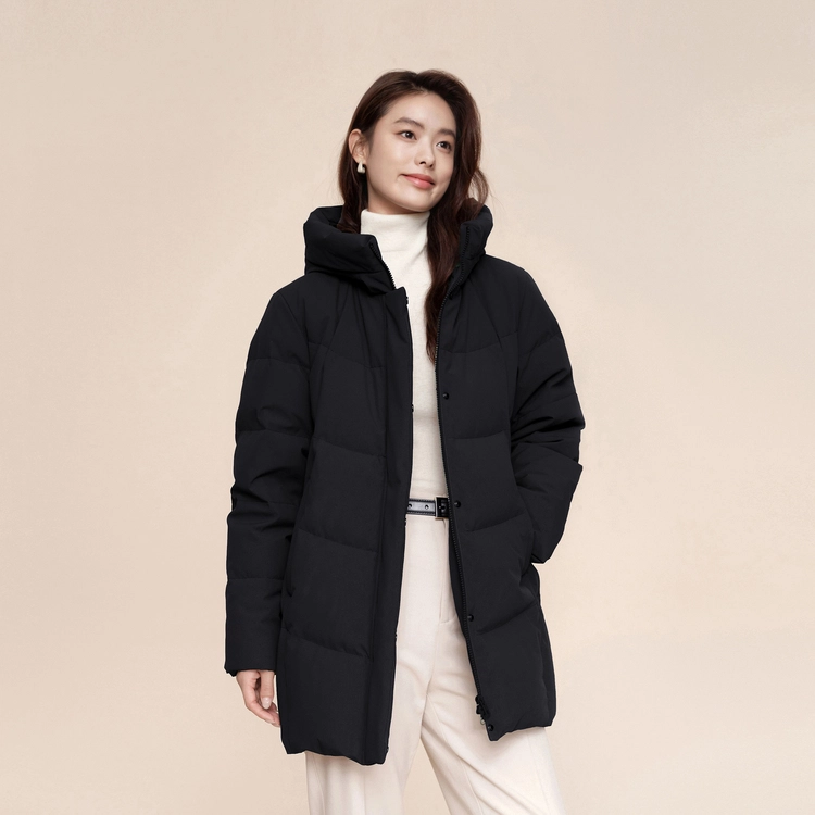波司登 中长经典休闲连帽厚款羽绒服 女款