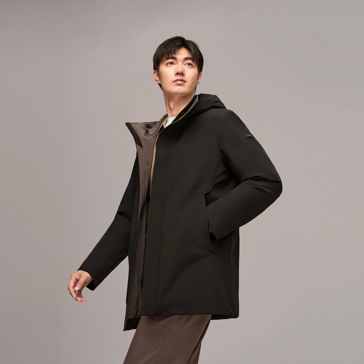 波司登 都市通勤系列 时尚都市纯色连帽羽绒服 男款