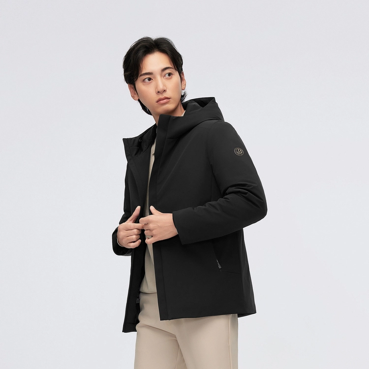 波司登 轻薄商务绅士纯色连帽百搭羽绒服 男款