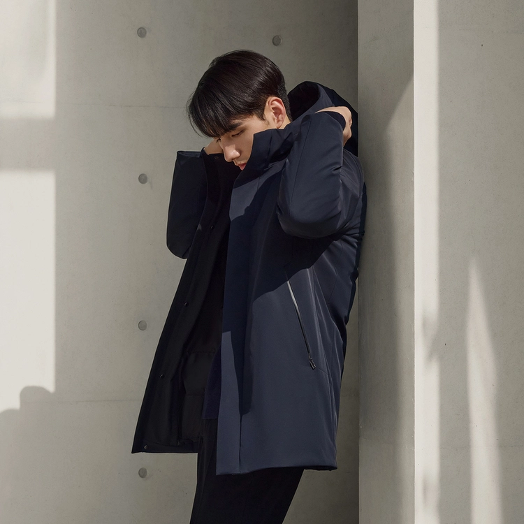 波司登 都市通勤系列 时尚都市纯色连帽羽绒服 男款