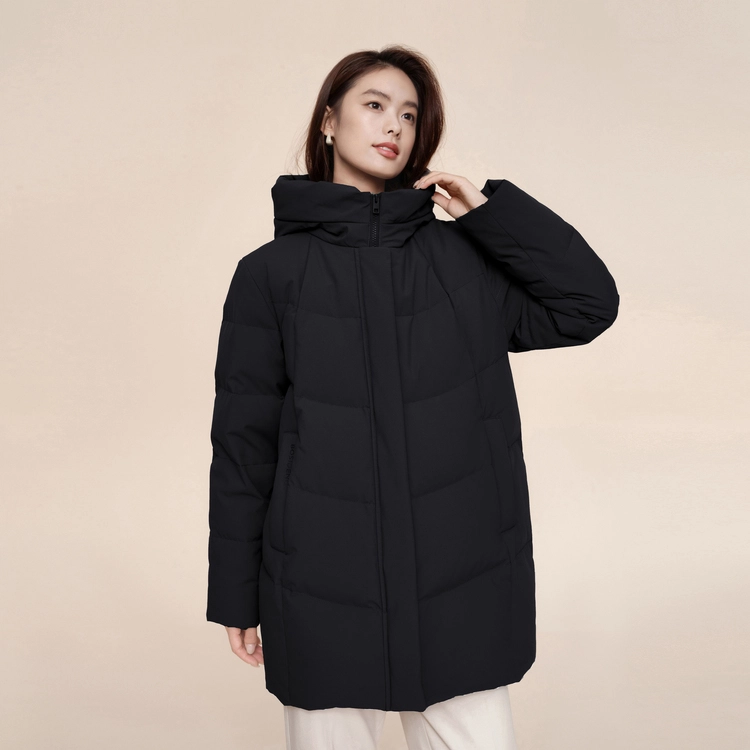波司登 中长经典休闲连帽厚款羽绒服 女款