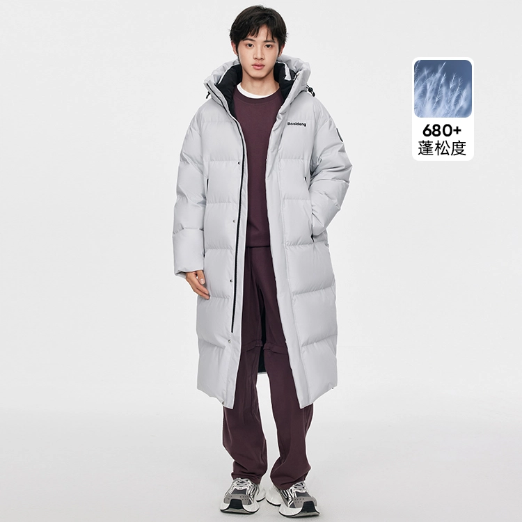 波司登 时尚运动系列 时尚涂鸦印花防风保暖宽松舒适百搭加厚侧摆拉链过膝羽绒服 男女同款