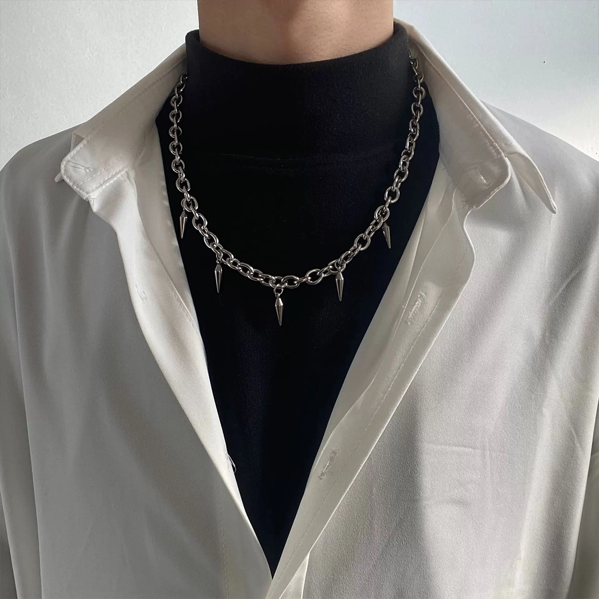 豫银 流苏锥形柳针 • 锋芒闪耀个性魅力 钛钢 项链 男款