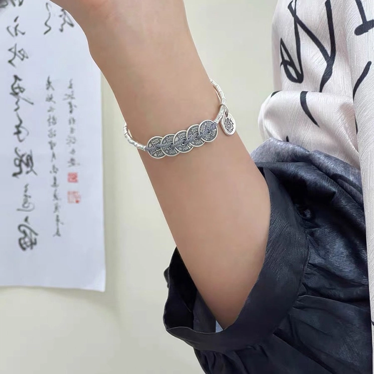 豫银 古蕴轮回 • 符文荟萃系列 雅致轮廓时尚精致竹节饰片复古 合金 手链 男女同款情侣款