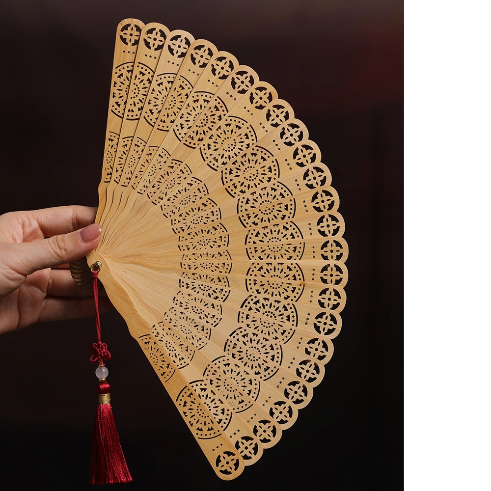 得笙陌 向日葵（苏扇）国潮古典风女神手持扇高级优雅文艺范扇 崖柏 木作扇子 男女同款情侣款
