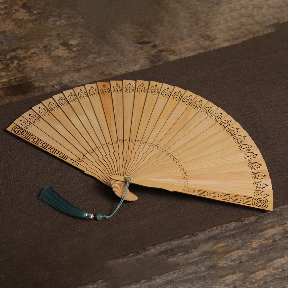 得笙陌 火韵(苏扇）新中式复古文艺范小众古风搭配文玩古典风 崖柏 木作扇子 男女同款情侣款