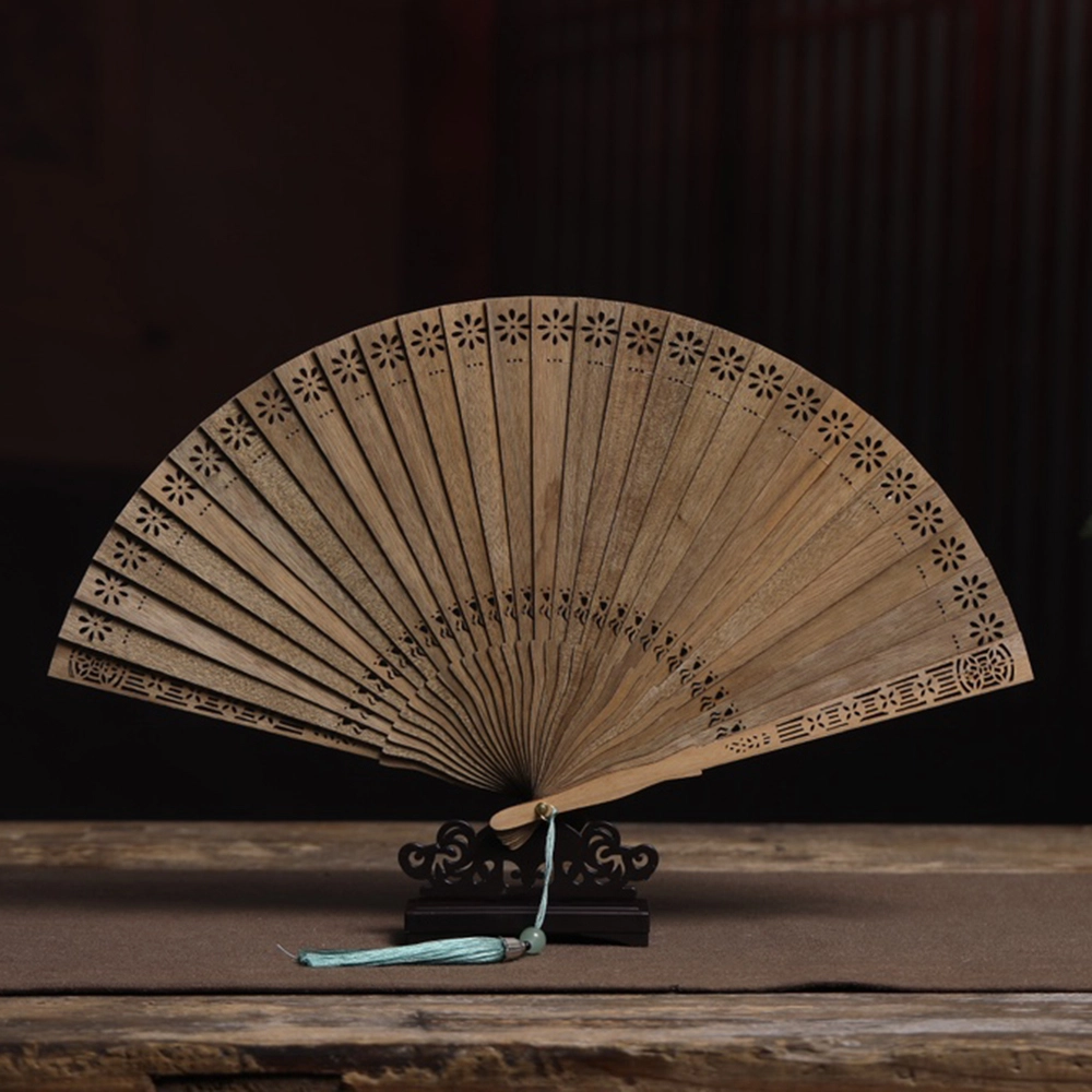 得笙陌 繁花（苏扇）新中式金丝楠国潮手工扇 楠木 木作扇子 男女同款情侣款