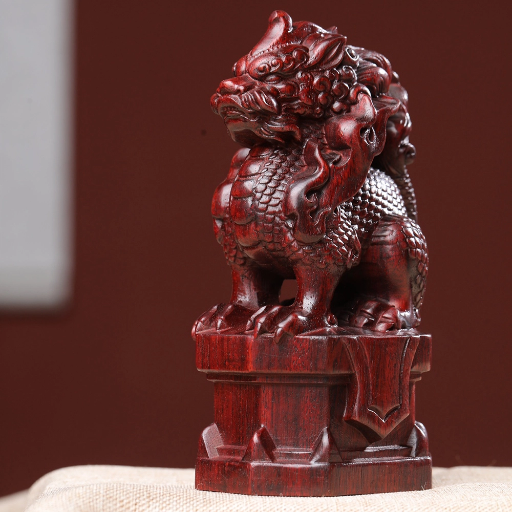 得笙陌 麒麟木雕国潮转运车摆木作工艺品 血檀 摆件 男女同款情侣款