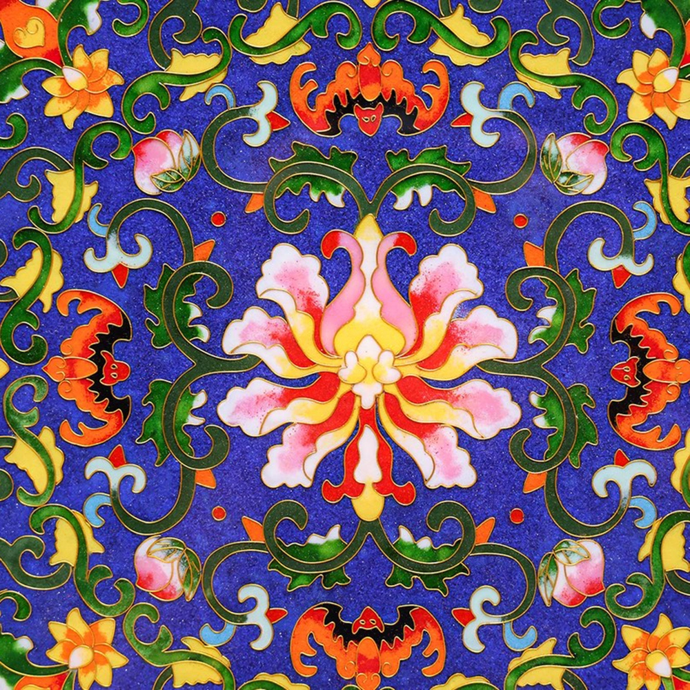 得笙陌 蓝韵绮花珐琅彩 · 圆盘景泰蓝中式韵味古典家居收纳摆件艺术品 红酸枝 木作 男女同款情侣款