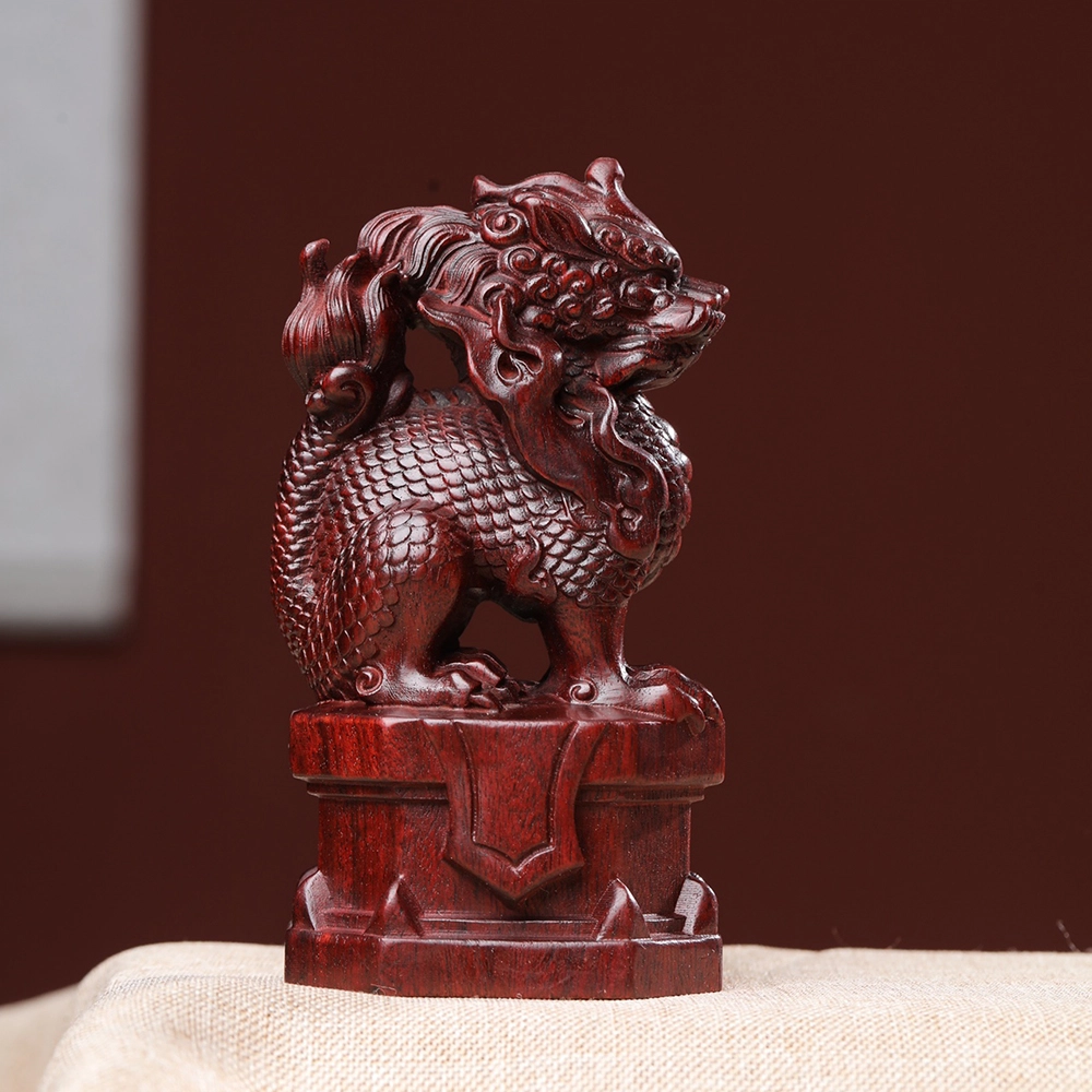 得笙陌 麒麟木雕国潮转运车摆木作工艺品 血檀 摆件 男女同款情侣款