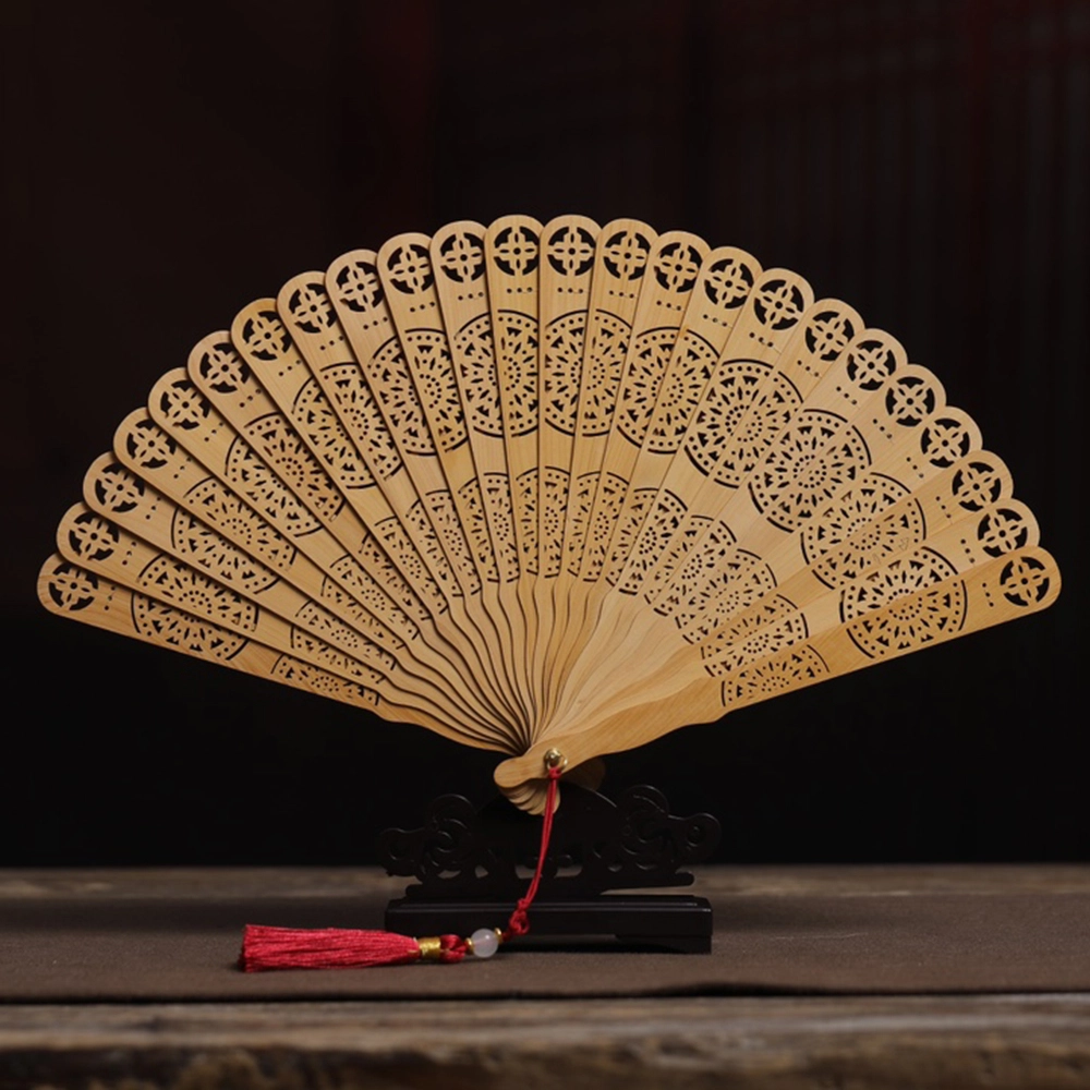 得笙陌 向日葵（苏扇）国潮古典风女神手持扇高级优雅文艺范扇 崖柏 木作扇子 男女同款情侣款