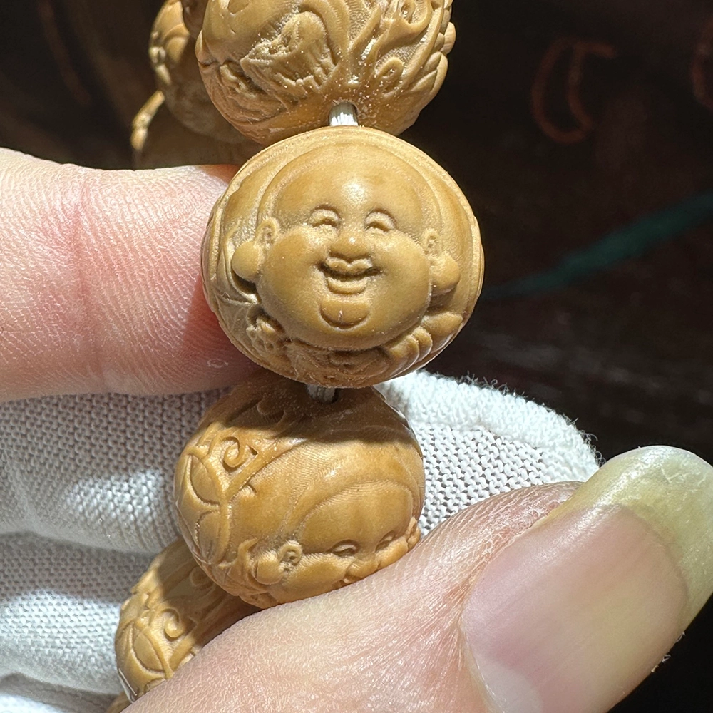 【招财进宝 笑口常开】 得笙陌 财神+弥勒佛国潮创意雕刻珠高级收藏品文玩佛珠手持串 猴头核桃 手串 男女同款情侣款