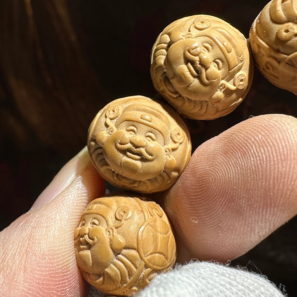 【招财进宝 笑口常开】 得笙陌 财神+弥勒佛国潮创意雕刻珠高级收藏品文玩佛珠手持串 猴头核桃 手串 男女同款情侣款