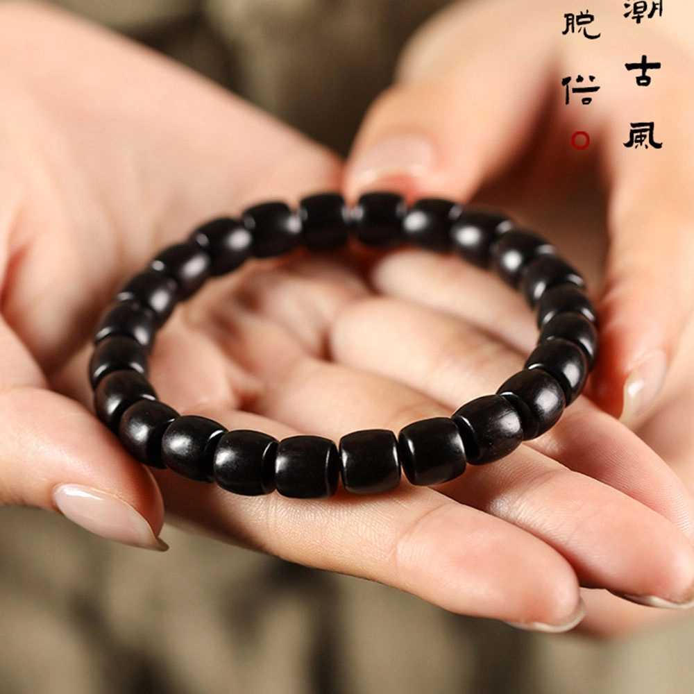 得笙陌 国潮风文艺气质高级感单圈念佛珠 黑檀 木作手串 男女同款情侣款