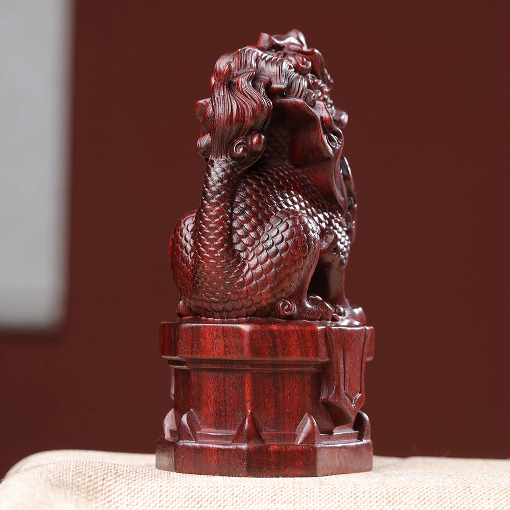 得笙陌 麒麟木雕国潮转运车摆木作工艺品 血檀 摆件 男女同款情侣款