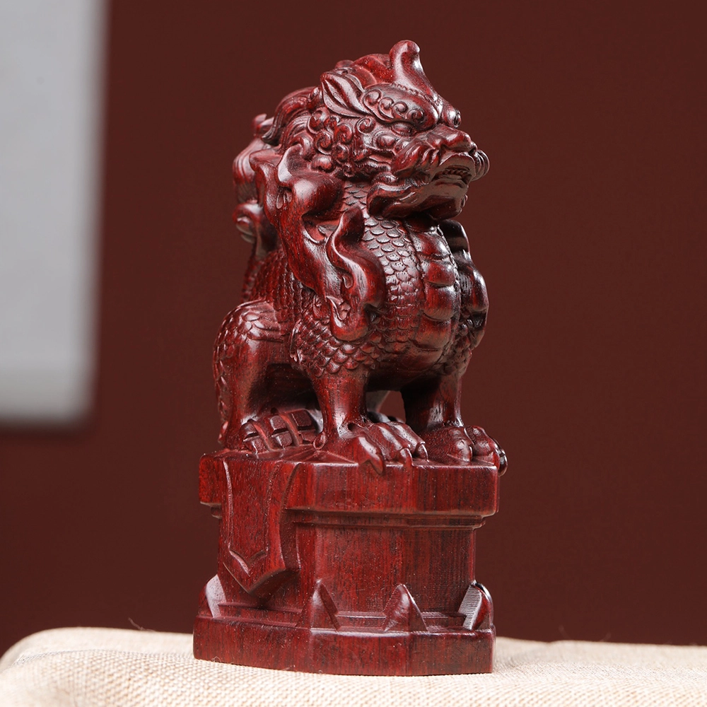 得笙陌 麒麟木雕国潮转运车摆木作工艺品 血檀 摆件 男女同款情侣款