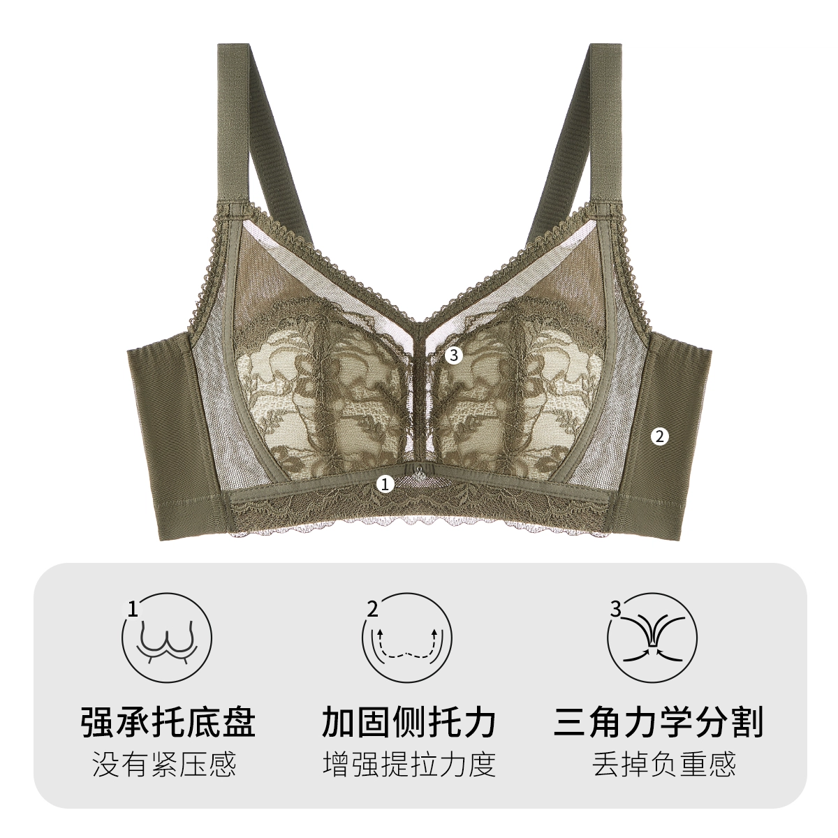 千奈美 大胸显小舒适无钢圈上托防下垂文胸 女款