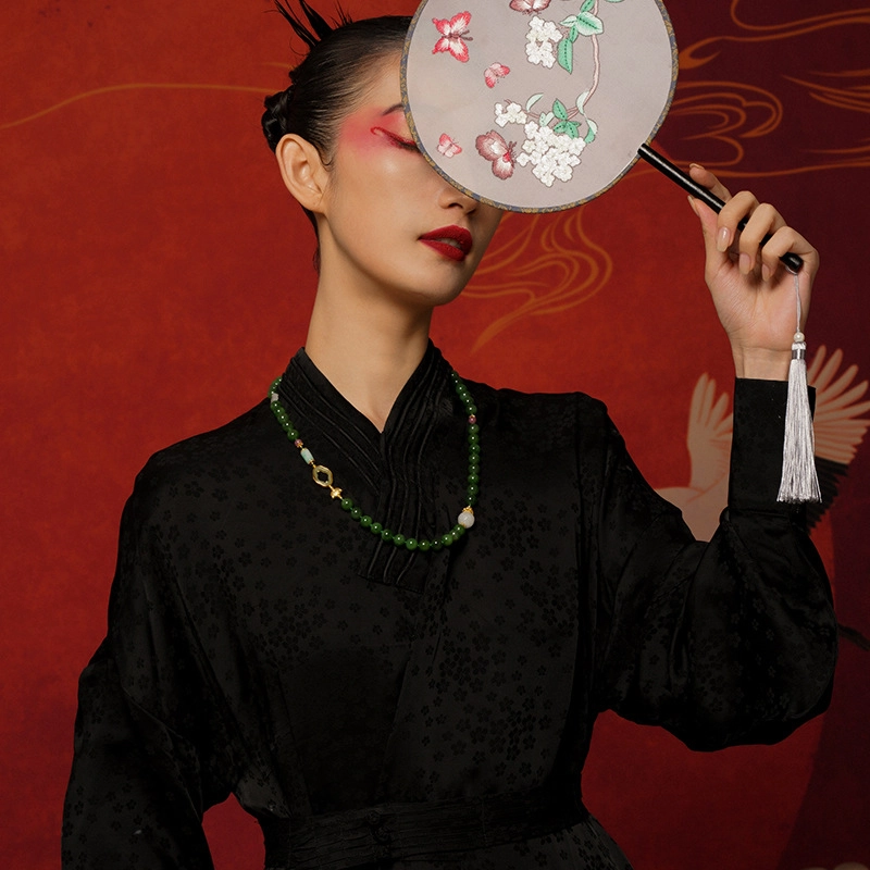 七小匠 国潮 小众设计 优雅时尚 轻奢简约 复古高级感 和田玉 星联 女款 碧玉