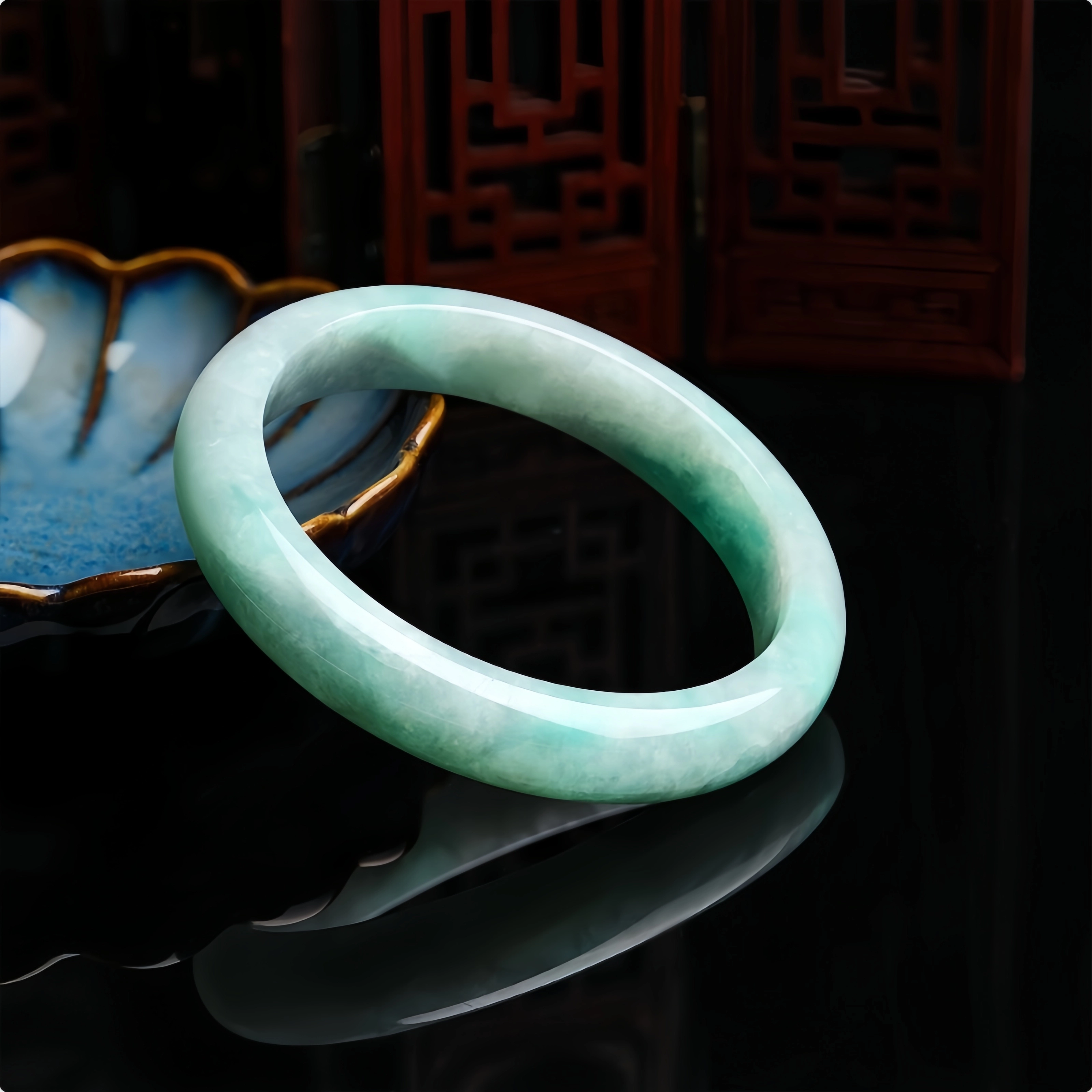七小匠 新中式 国潮风 经典大气 水润冰透 温润雅致 国风 玉镯 豆种 翡翠手镯 女款