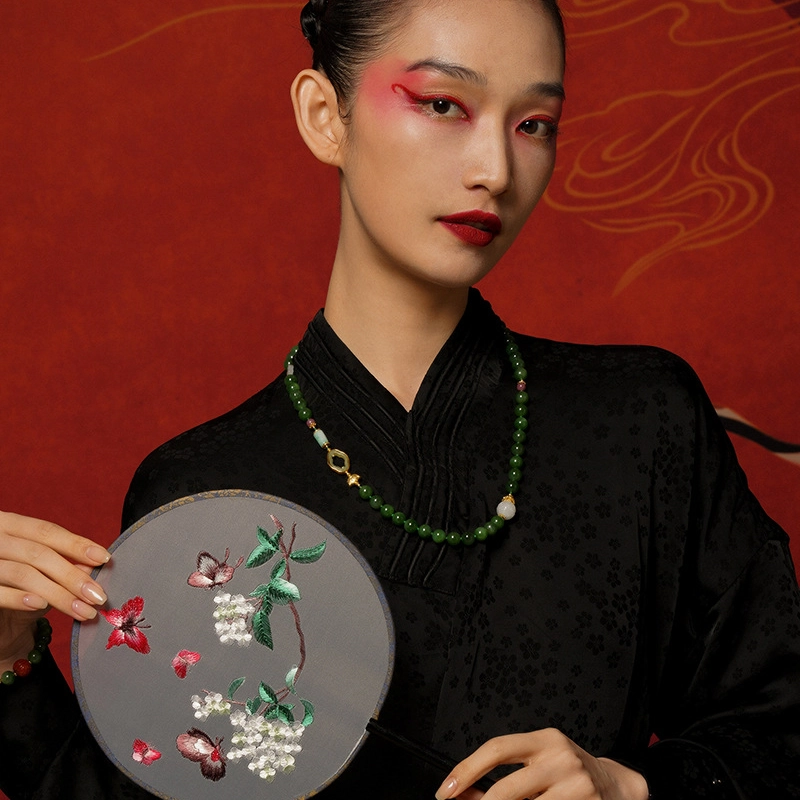 七小匠 国潮 小众设计 优雅时尚 轻奢简约 复古高级感 和田玉 星联 女款 碧玉