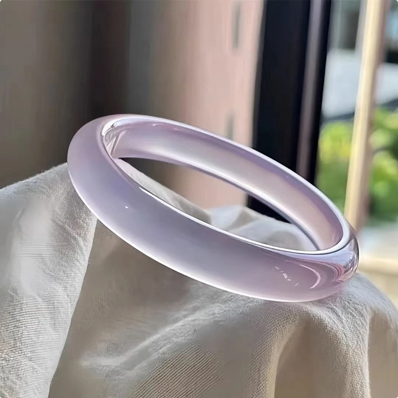 七小匠 新中式 温婉典雅 轻奢小众 高透烟紫 水润 汉服 玉髓 玉石手镯 女款