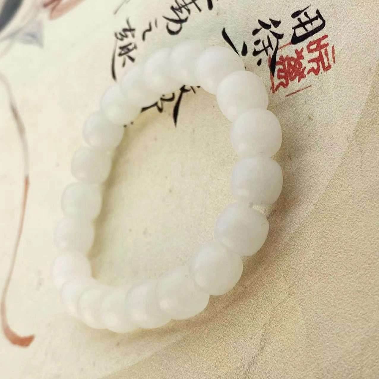 七小匠 国潮时尚简约复古设计 和田玉 手串 女款 白玉