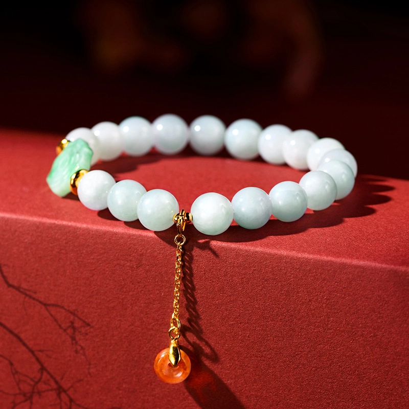 七小匠 新中式 八卦盘 复古简约 轻奢时尚 优雅小众设计 和田玉 手串 女款 青玉