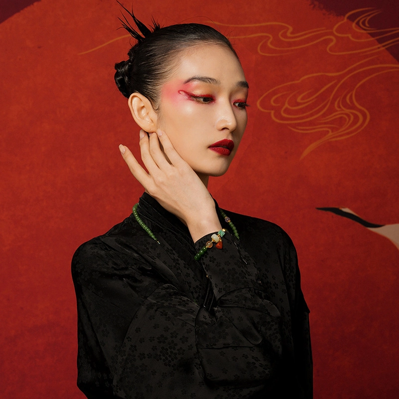 七小匠 国潮 复古轻奢 时尚优雅 小众设计高级感 转运 和田玉 手串 女款 碧玉