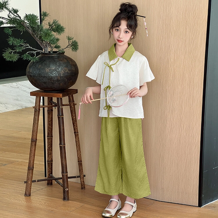 大童 蓝精灵 翻领舒适柔软轻盈透气休闲运动套装