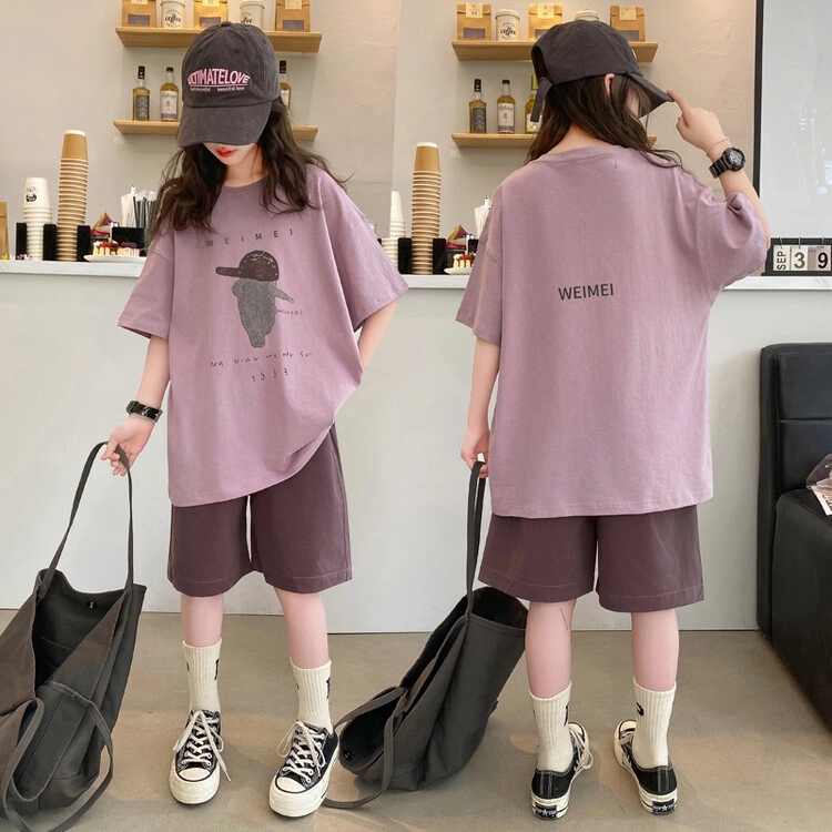 大童 蓝精灵 舒适宽松时尚休闲运动套装 紫色