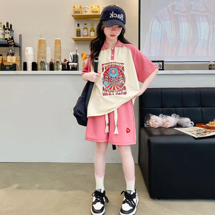大童 蓝精灵 舒适宽松简约拼色休闲运动套装