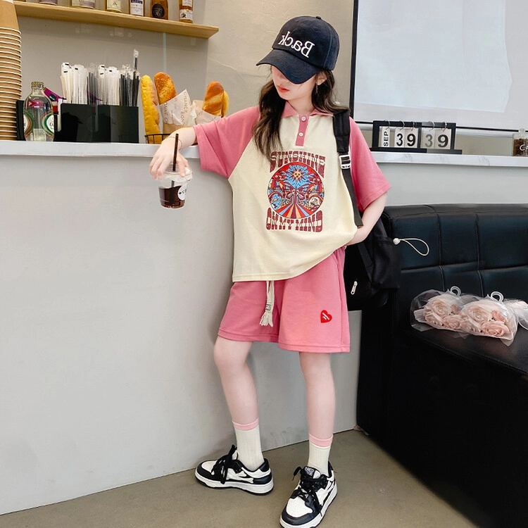 大童 蓝精灵 舒适宽松简约拼色休闲运动套装