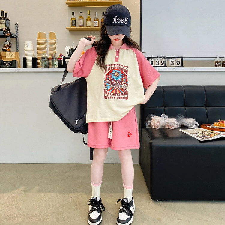 大童 蓝精灵 舒适宽松简约拼色休闲运动套装