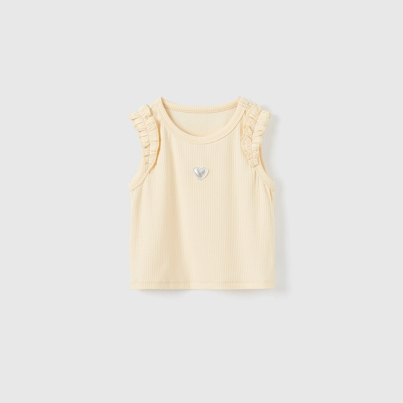 中小童 童泰女宝宝背心夏季莫代尔棉衣服女童休闲外出上衣花边袖吊带