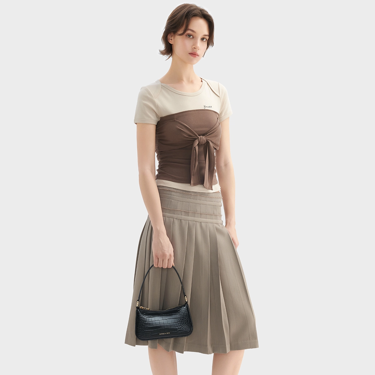 CHARLESKEITH ck PU Cream CrocoBlack Croco