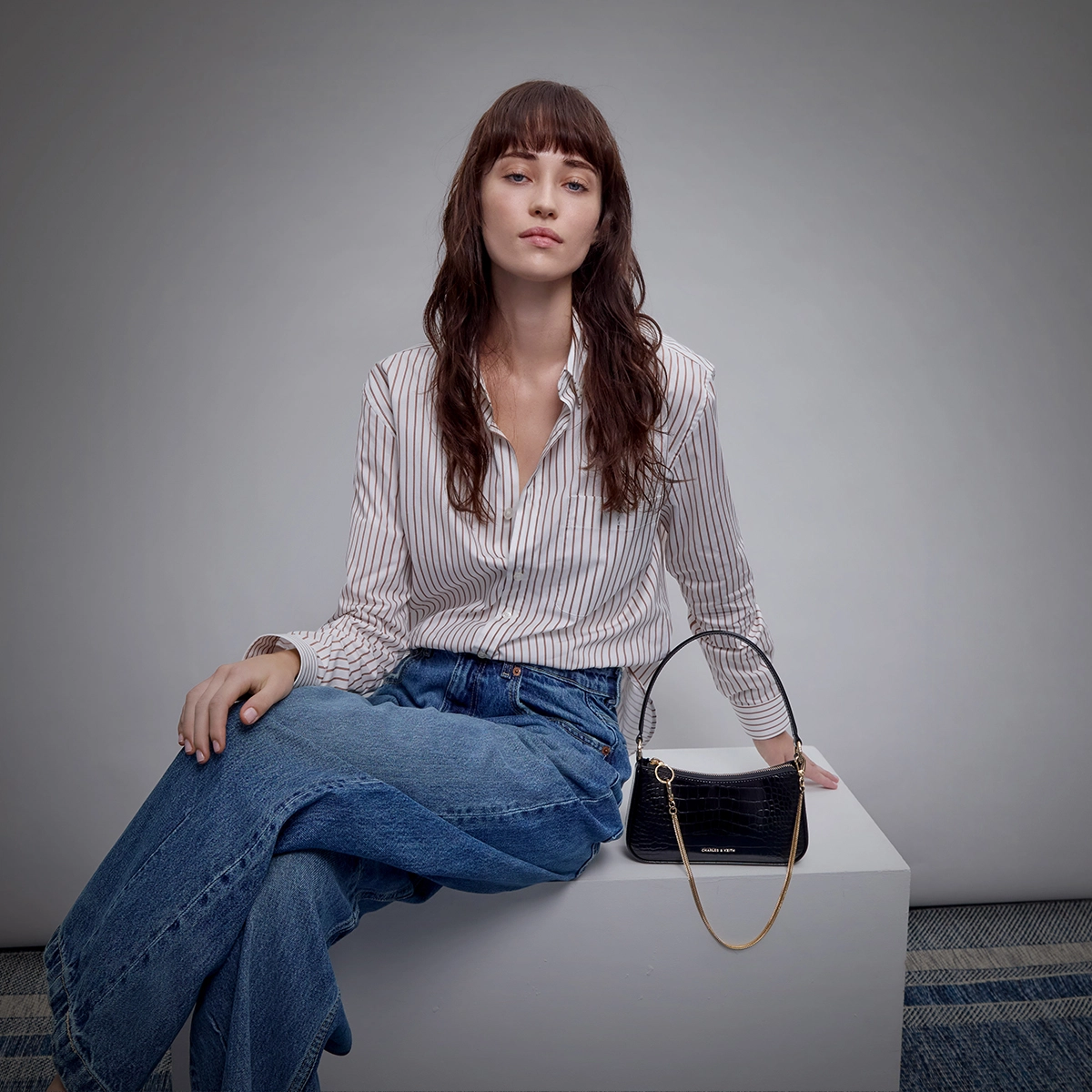 CHARLESKEITH ck PU Cream CrocoBlack Croco
