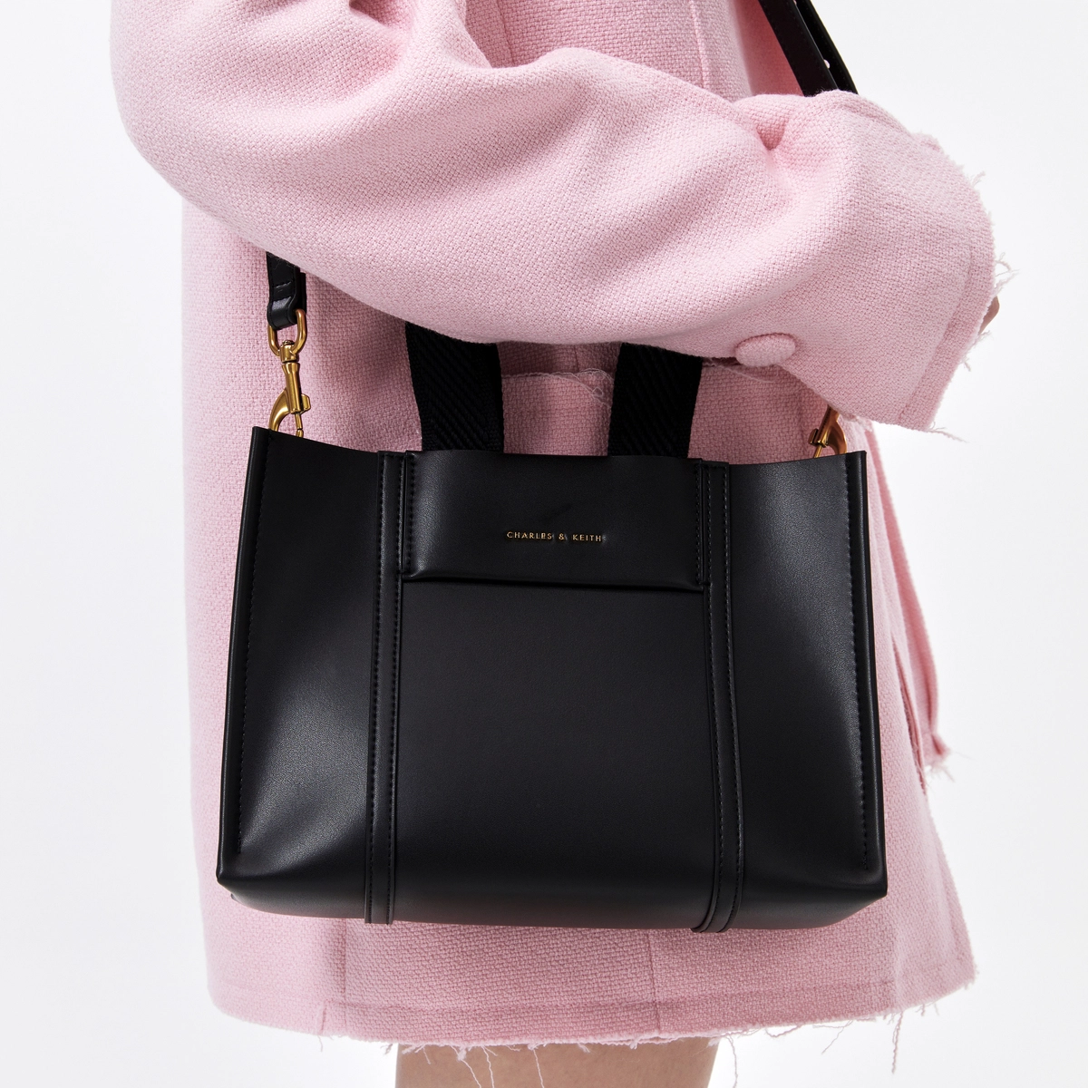 CHARLESKEITH PU Tote CognacBeigeBlack