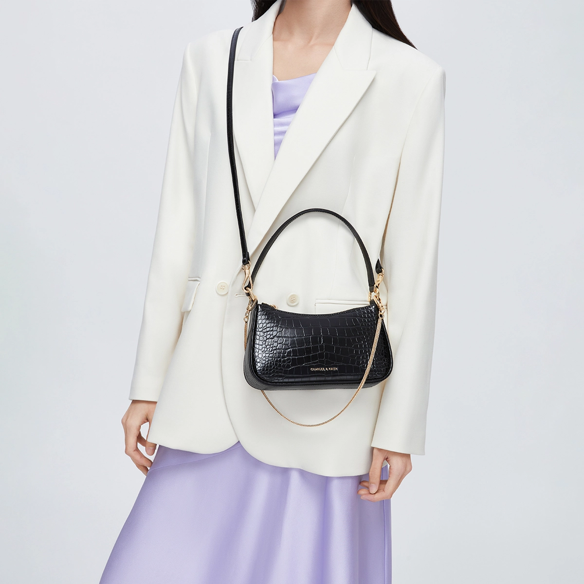 CHARLESKEITH ck PU Cream CrocoBlack Croco