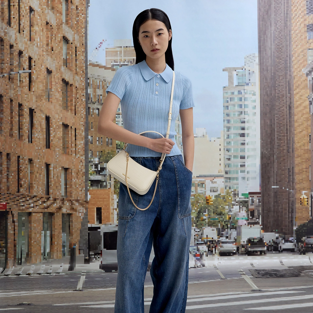 CHARLESKEITH ck PU Cream CrocoBlack Croco