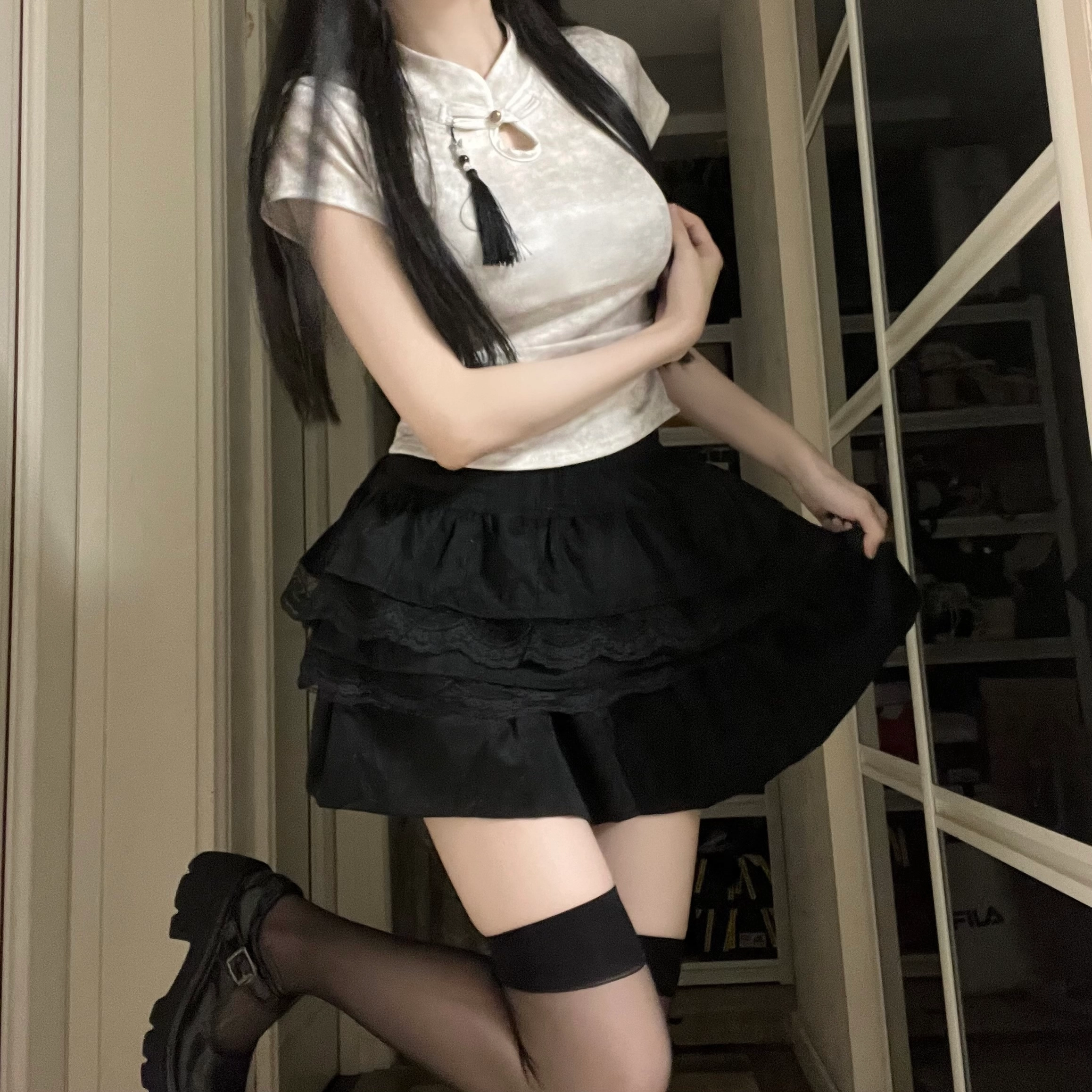 花山家的猫 新中式国风挂坠休闲舒适短袖衬衫 女款