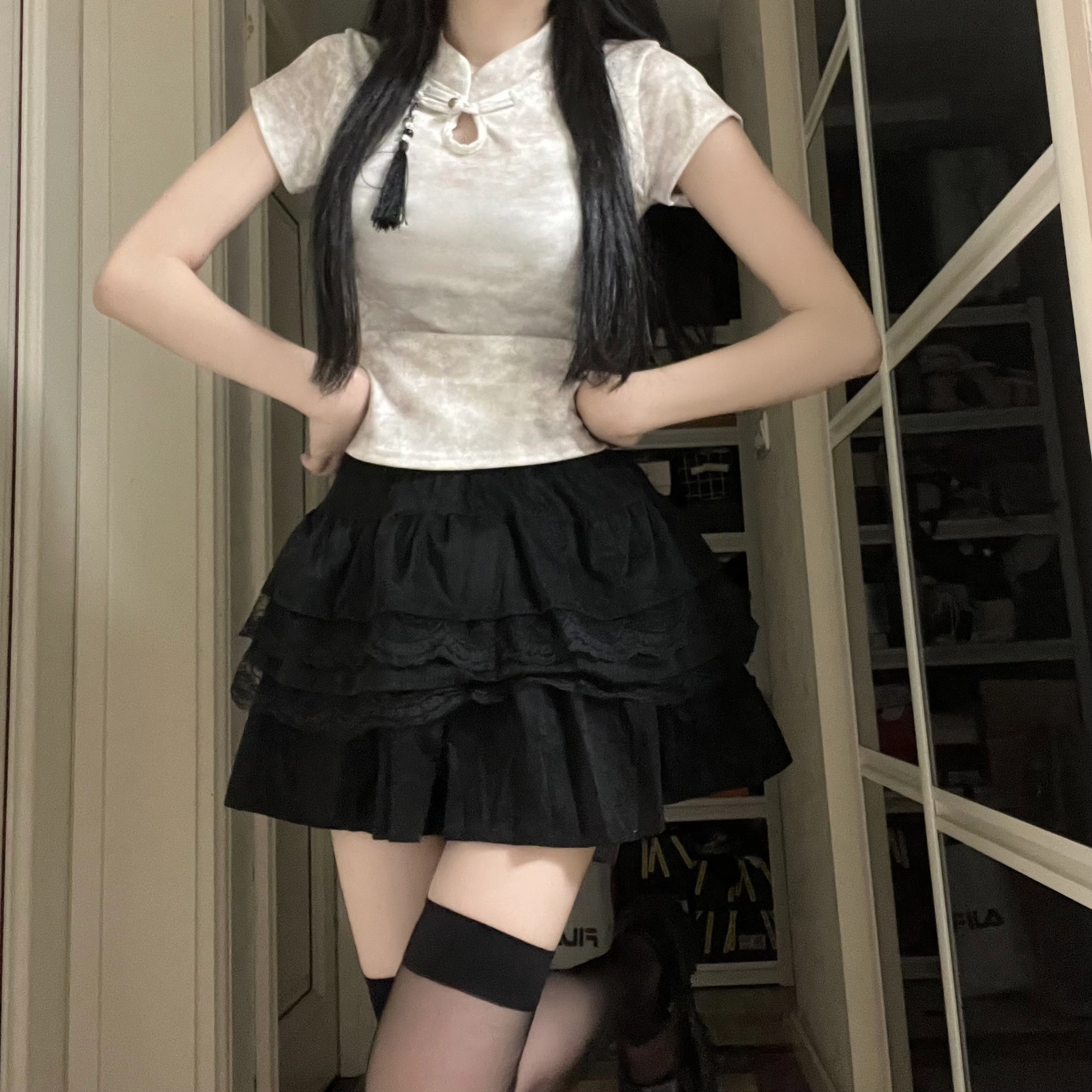 花山家的猫 新中式国风挂坠休闲舒适短袖衬衫 女款