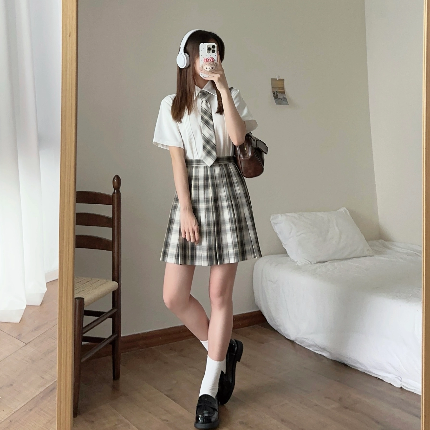花山家的猫 学院风尖领风琴褶上衣百褶半身裙制服 女款