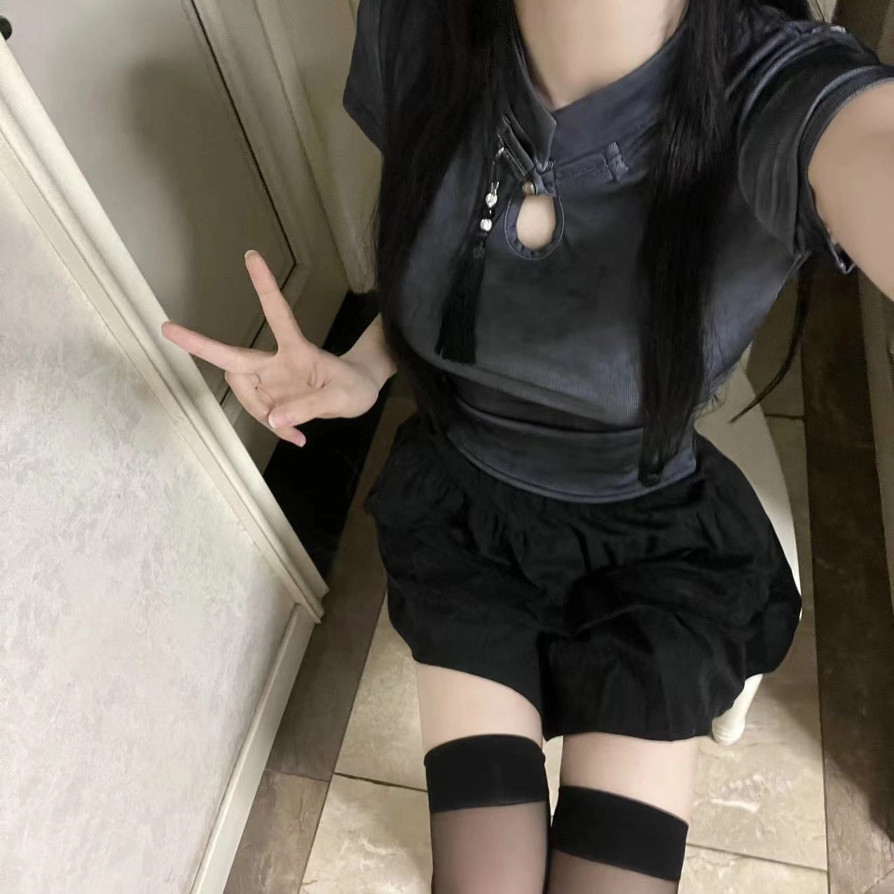 花山家的猫 新中式国风挂坠休闲舒适短袖衬衫 女款