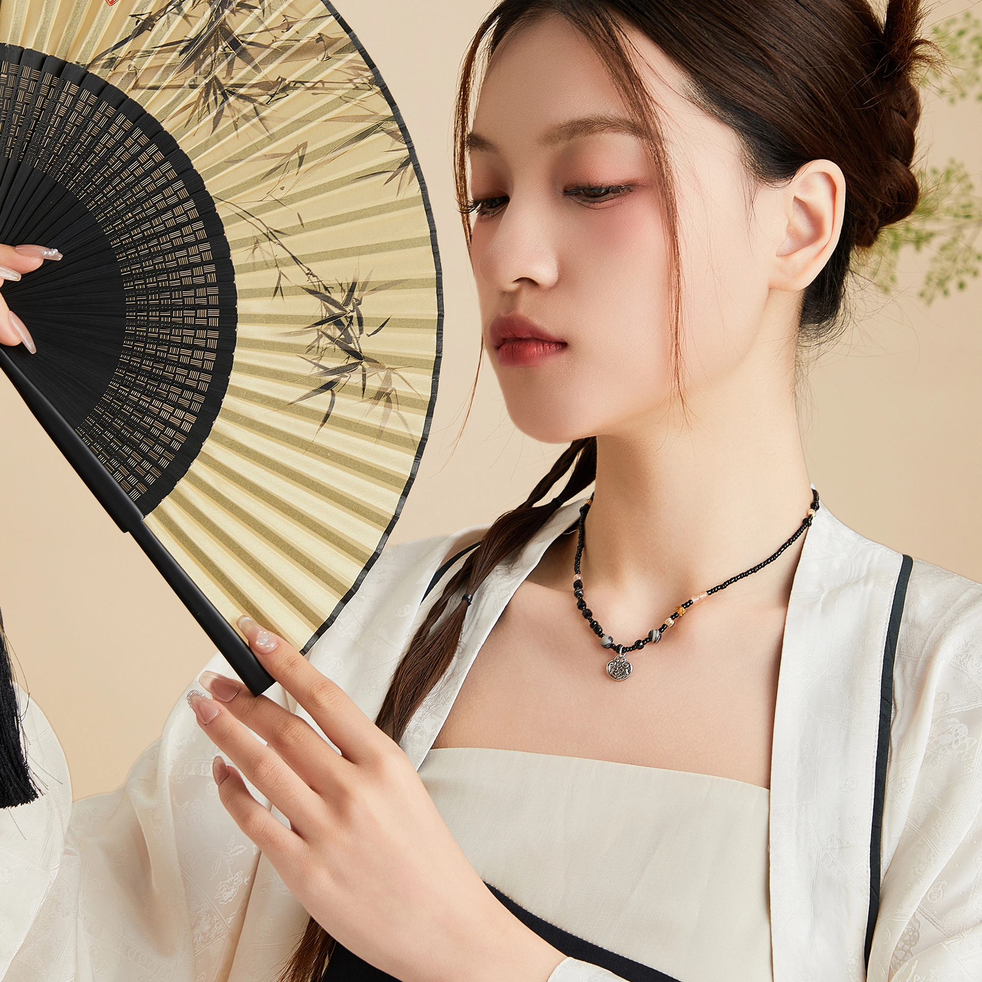 魔物 平安小福锁 新中式小众平安锁国风古典传统小众高级感复古转运珠花开富贵 合金 项链 女款