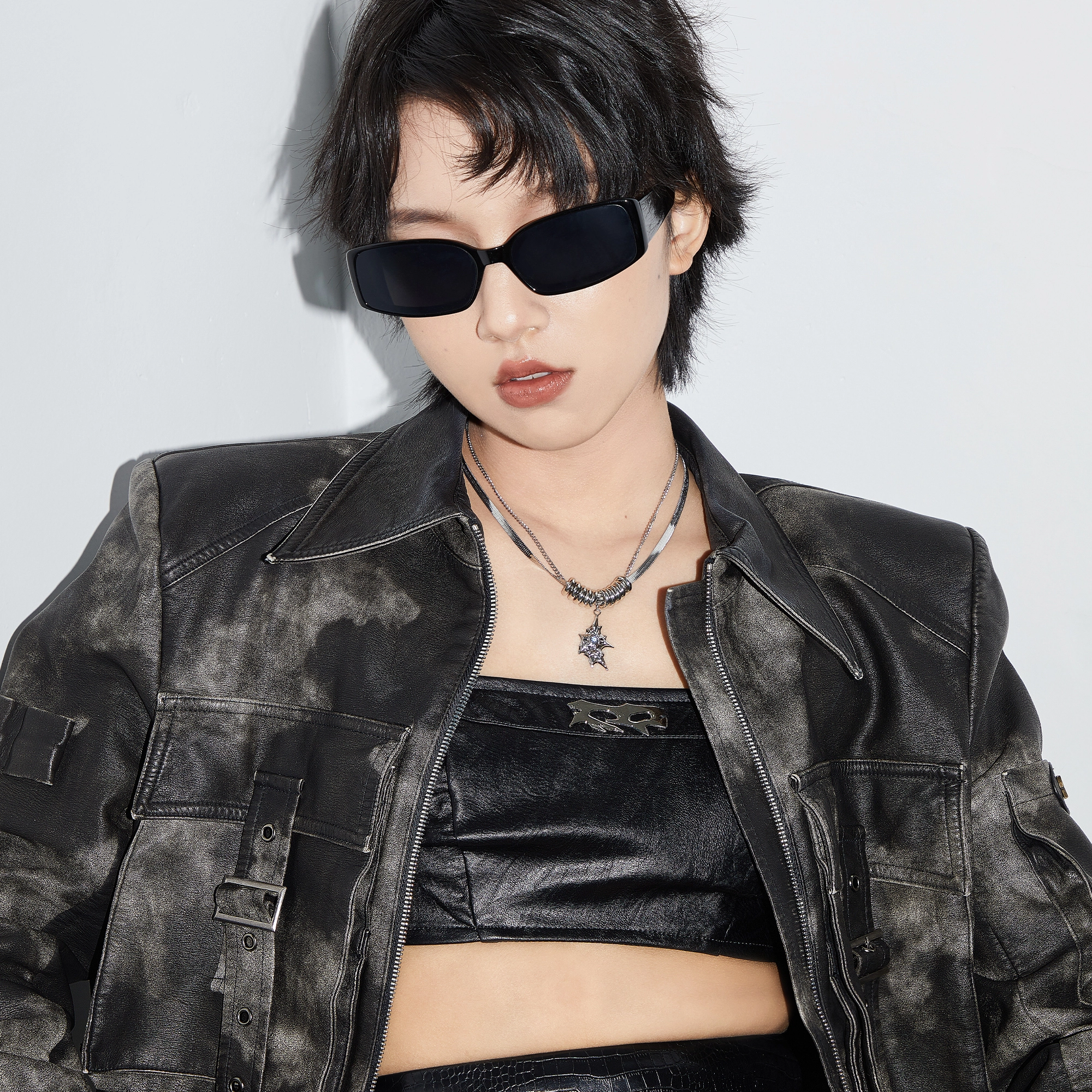 魔物 双层光碟炫酷个性朋克暗黑嘻哈 钛钢 项链 男女同款情侣款