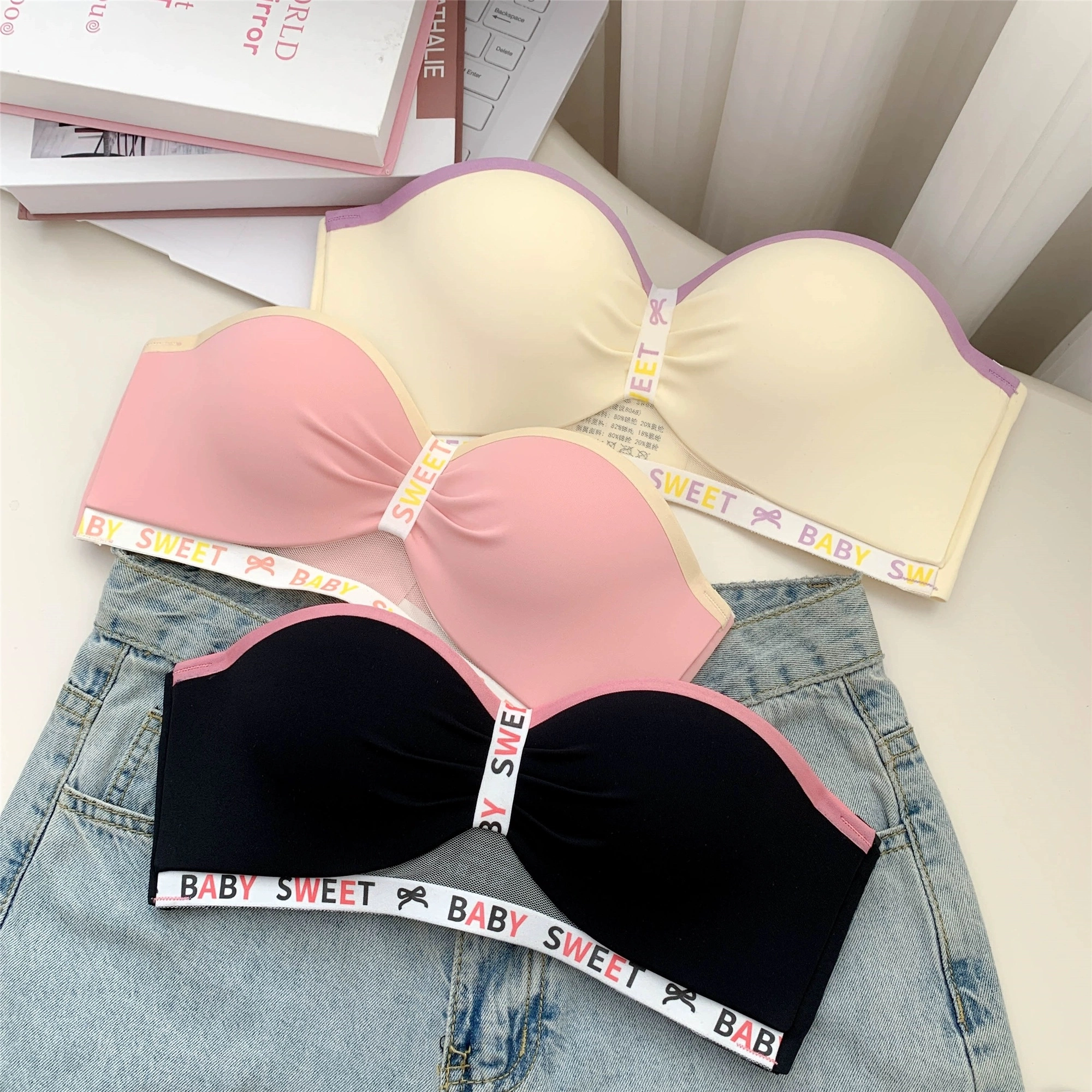 小甜崽 稳稳杯防滑聚拢无肩带美背文胸 女款